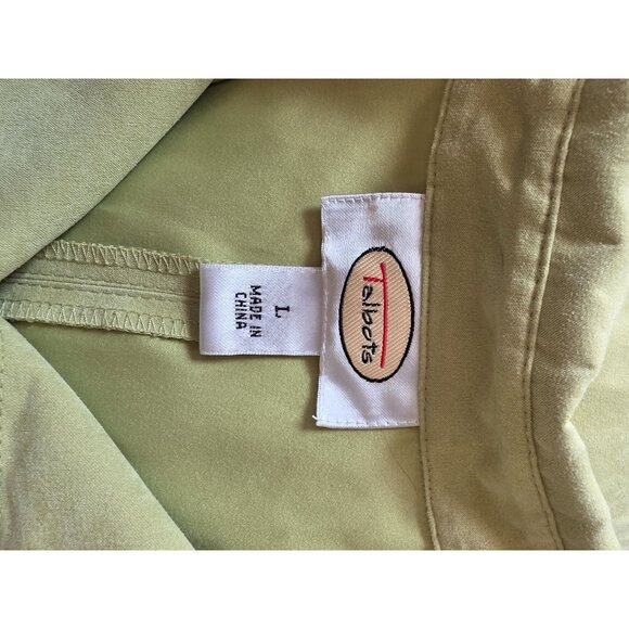 Talbots Womens Light Green Button-Up Long Sleeve Shirt Size L Suede Feel - Picture 4 of 7
